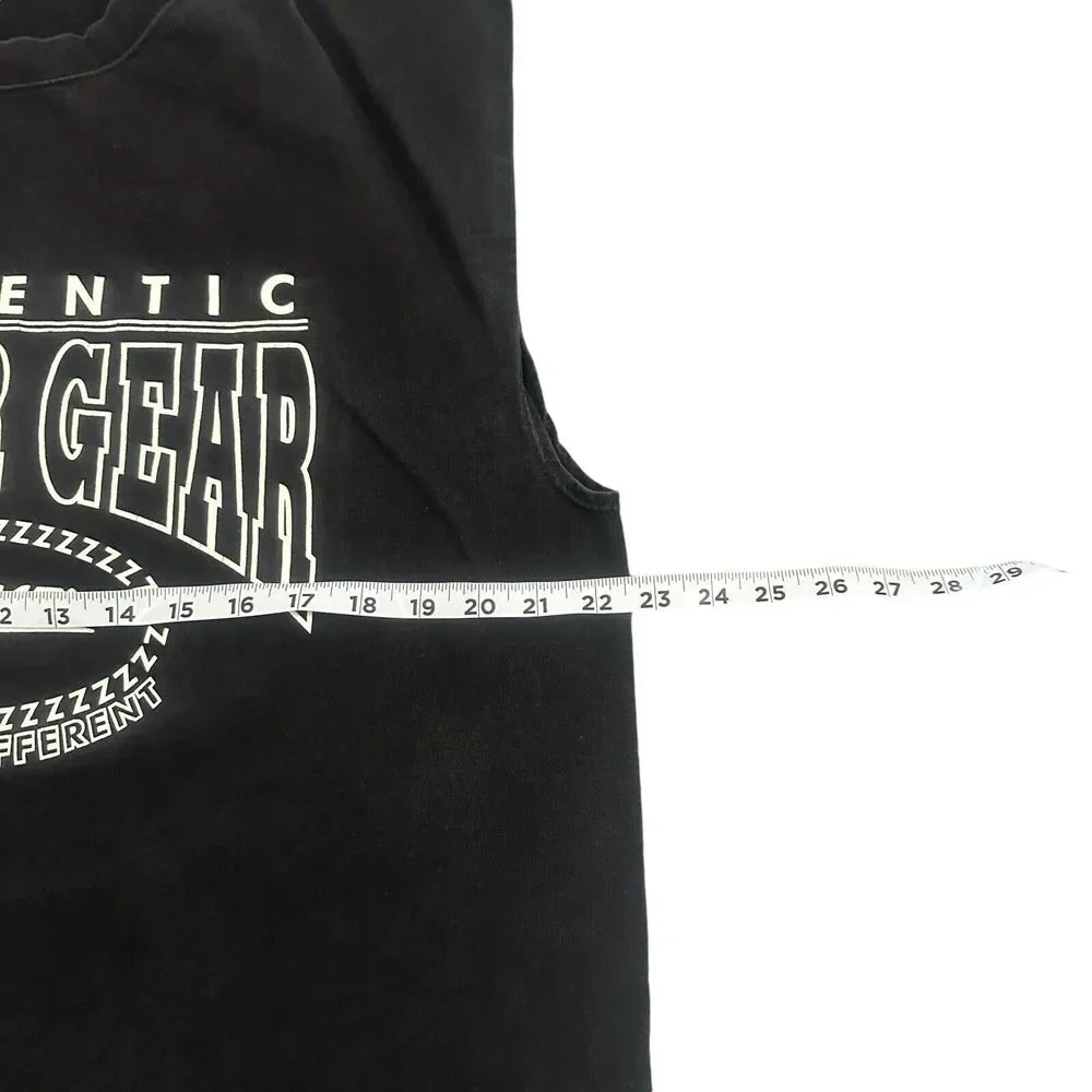 Vintage 90s ZubaZ Made in USA Muscle T-shirt Crew Neck Mens XL Black Faded - Picture 4 of 7